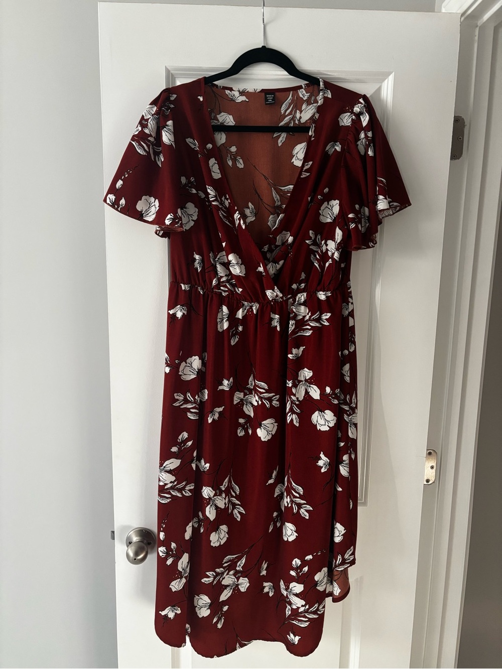 Women's Burnt Orange Floral Midi Dress
